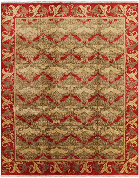William Morris Hand Knotted Area Rug - 7' 10" X 9' 9" - Golden Nile