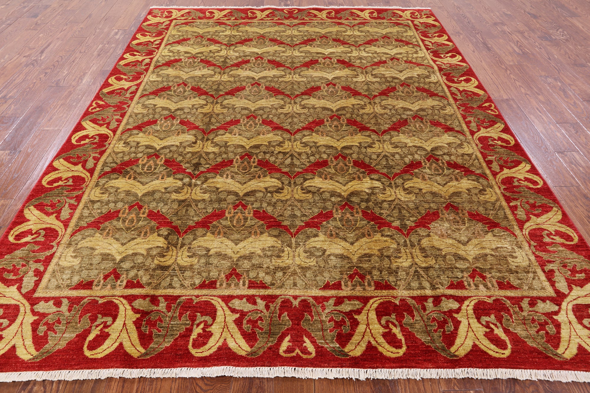 William Morris Hand Knotted Area Rug - 7' 10" X 9' 9" - Golden Nile