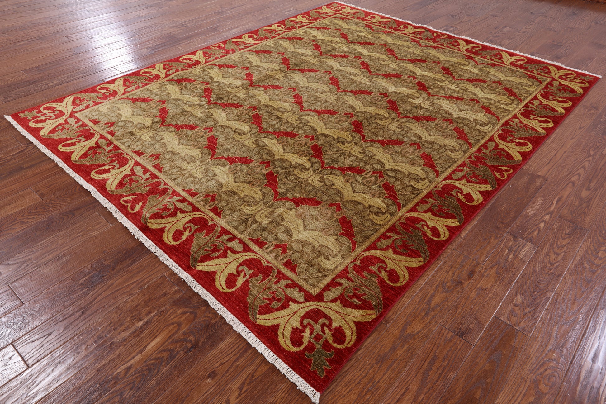 William Morris Hand Knotted Area Rug - 7' 10" X 9' 9" - Golden Nile