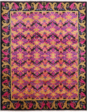 Pink William Morris Handmade Wool Area Rug - 7' 10" X 9' 10" - Golden Nile