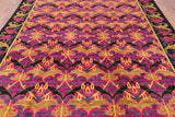 Pink William Morris Handmade Wool Area Rug - 7' 10" X 9' 10" - Golden Nile