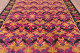 Pink William Morris Handmade Wool Area Rug - 7' 10" X 9' 10" - Golden Nile