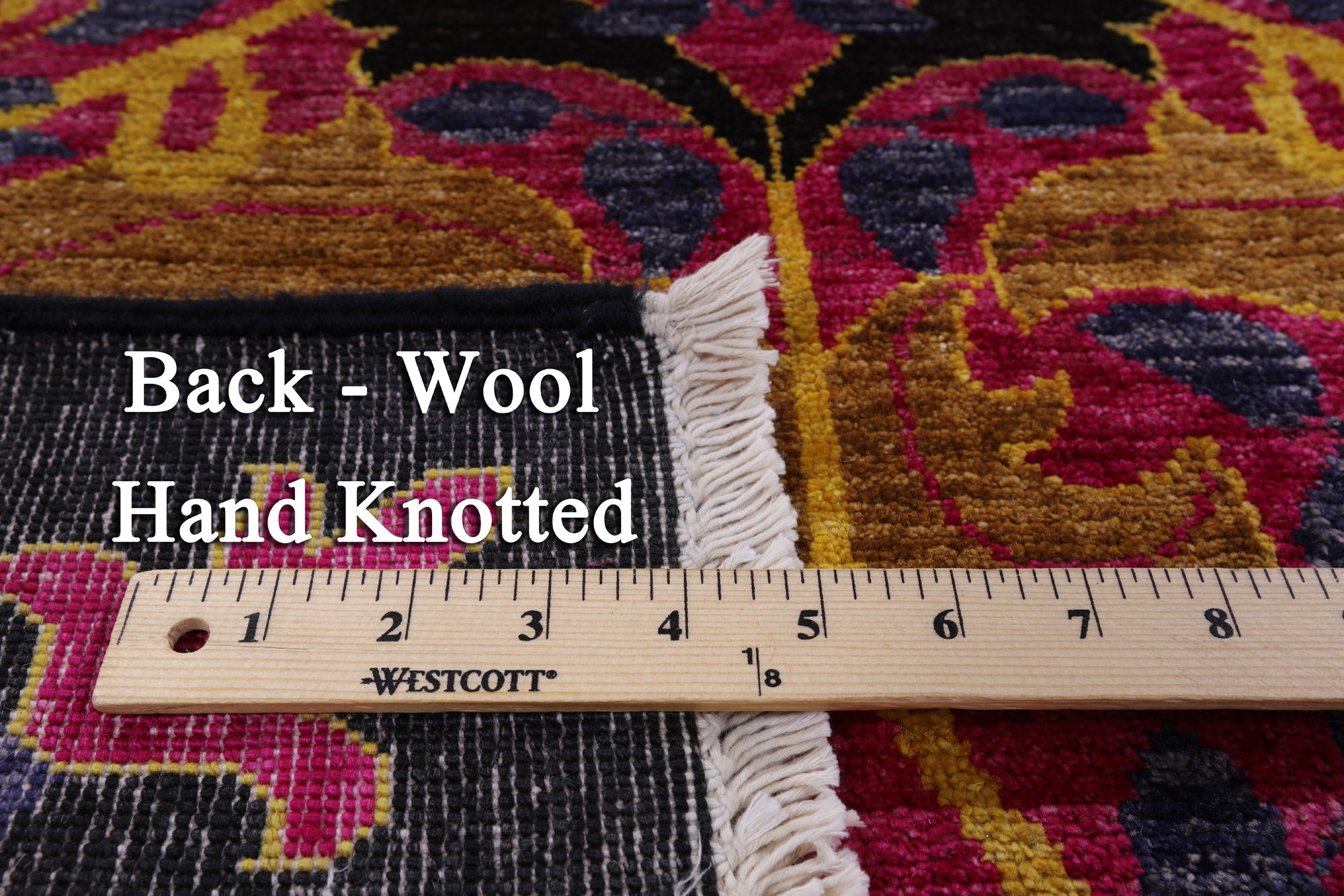 Pink William Morris Handmade Wool Area Rug - 7' 10" X 9' 10" - Golden Nile