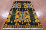 Ikat Hand Knotted Wool Area Rug - 5' 1" X 8' 8" - Golden Nile