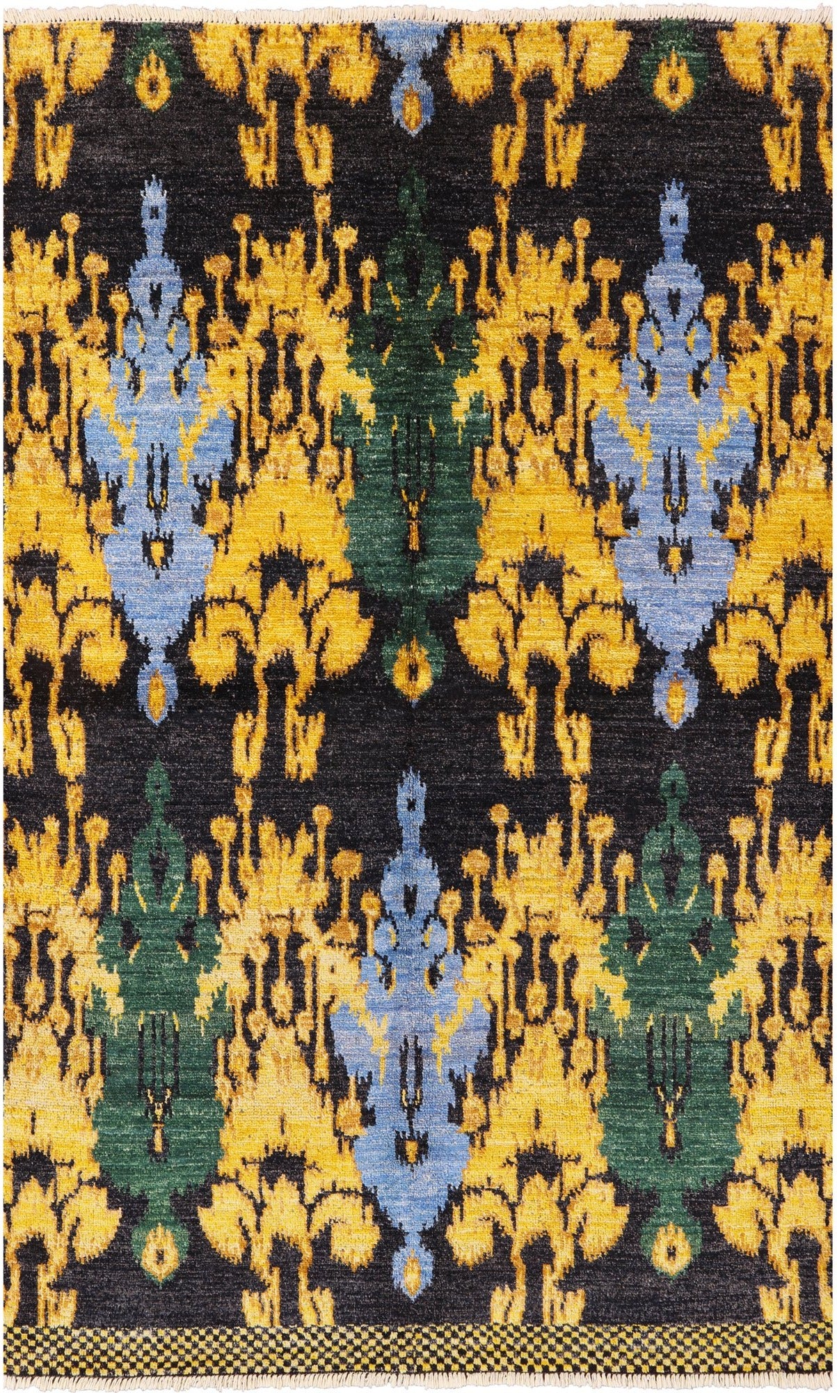 Ikat Hand Knotted Wool Area Rug - 5' 1" X 8' 1" - Golden Nile
