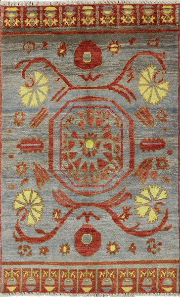 Arts & Crafts Hand Knotted Wool Area Rug - 5' 2" X 8' 2" - Golden Nile