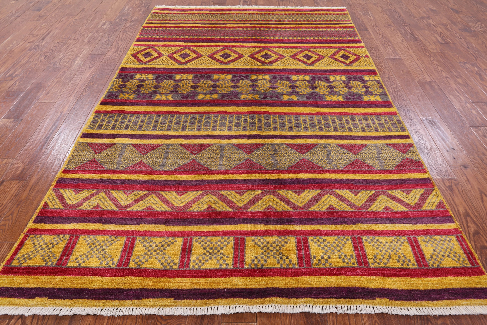 Tribal Moroccan Hand Knotted Wool Rug - 6' 3" X 9' 3" - Golden Nile