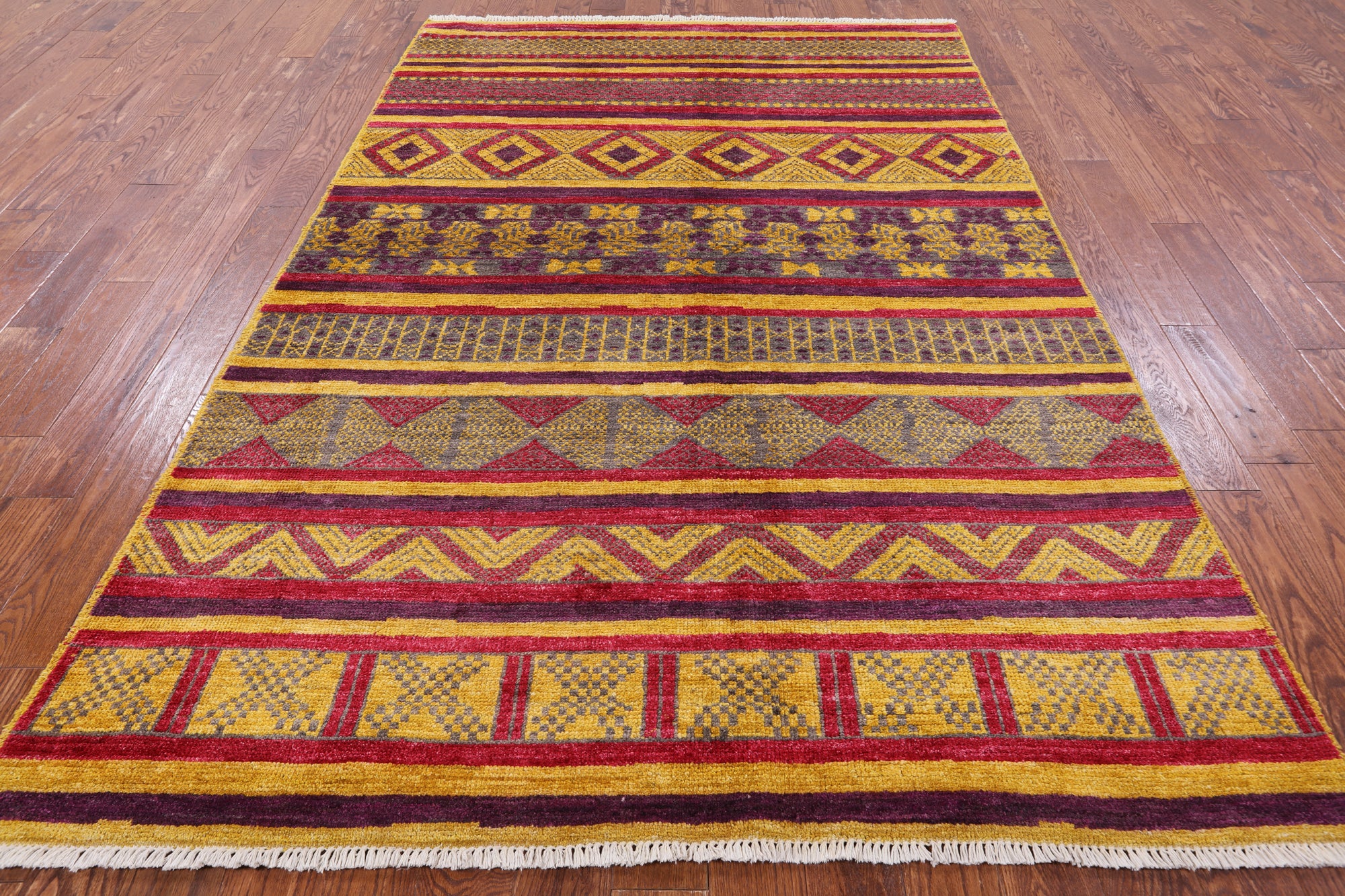 Tribal Moroccan Hand Knotted Wool Rug - 6' 3" X 9' 3" - Golden Nile