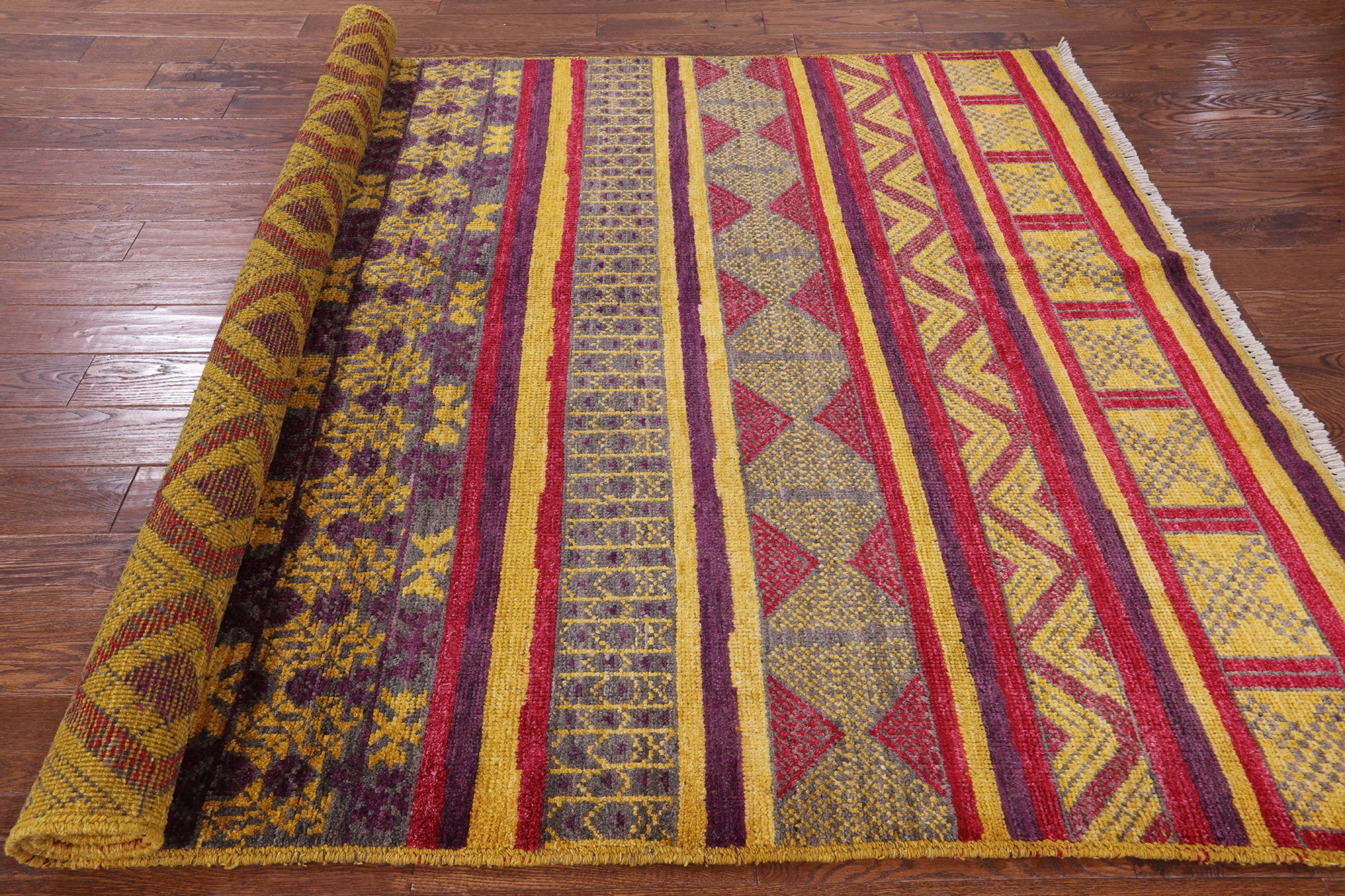 Tribal Moroccan Hand Knotted Wool Rug - 6' 3" X 9' 3" - Golden Nile