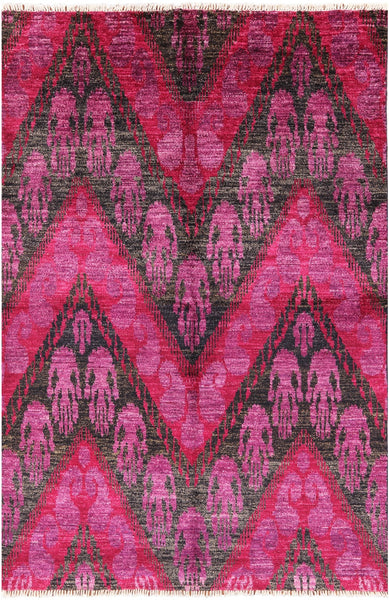 Ikat Hand Knotted Wool Rug - 5' 10" X 8' 10" - Golden Nile