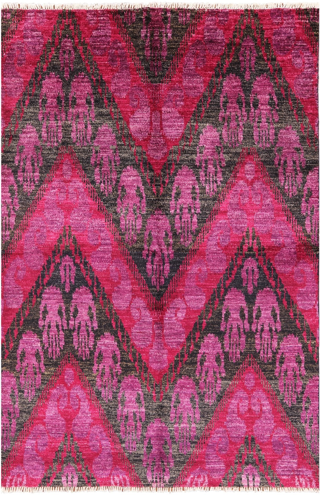 Ikat Hand Knotted Wool Rug - 5' 10" X 8' 10" - Golden Nile