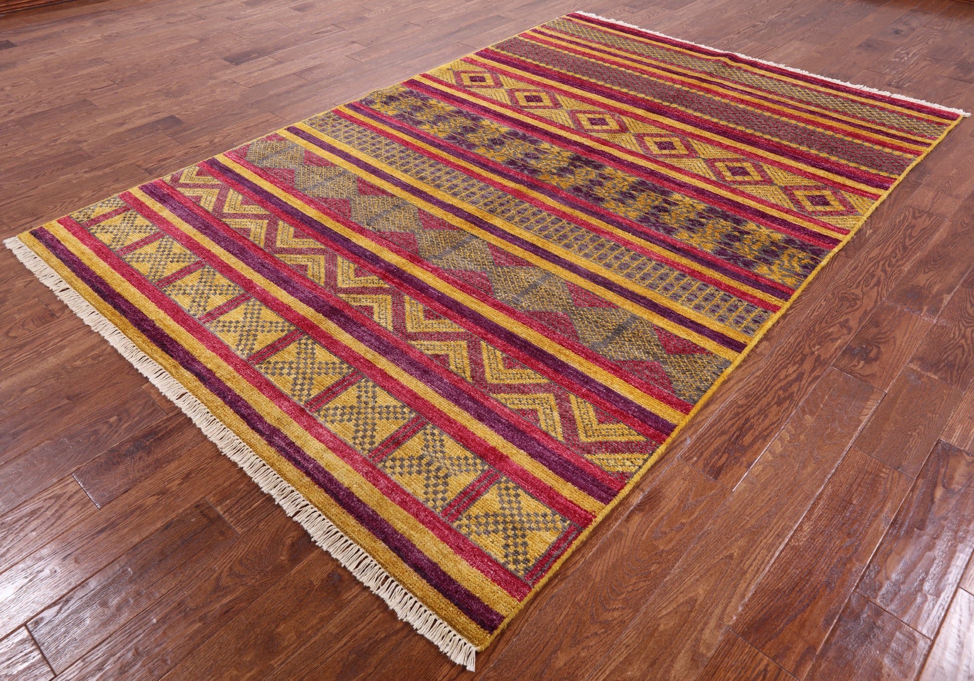 Tribal Moroccan Handmade Wool Rug - 6' 0" X 9' 0" - Golden Nile