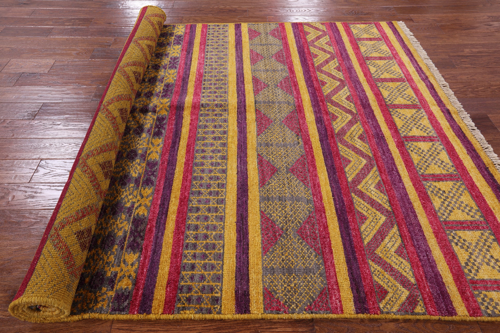 Tribal Moroccan Handmade Wool Rug - 6' 0" X 9' 0" - Golden Nile