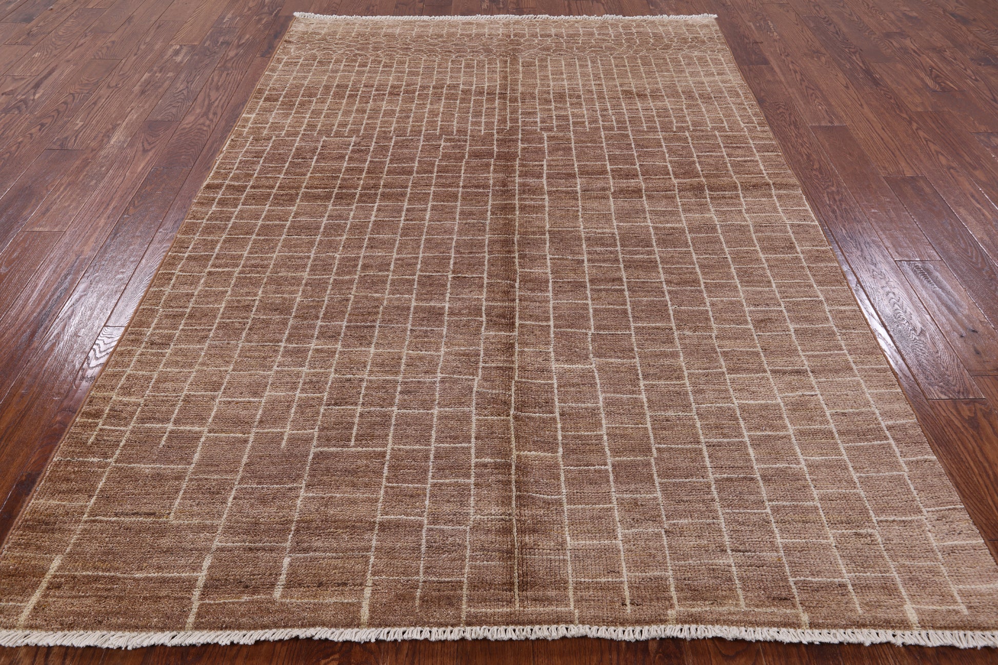 Brown Moroccan Handmade Rug - 6' 1" X 8' 10" - Golden Nile