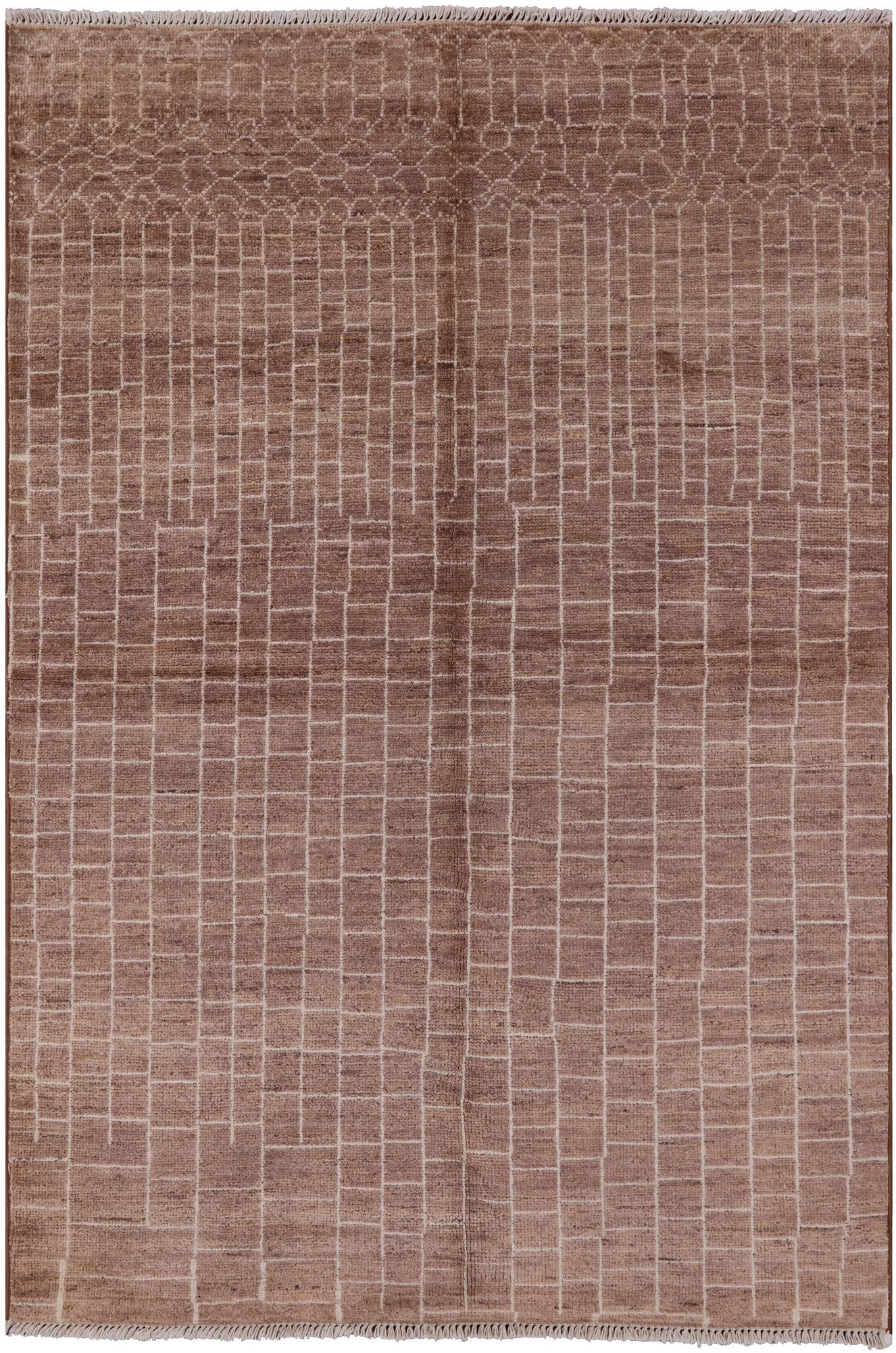 Brown Moroccan Handmade Rug - 6' 1" X 8' 10" - Golden Nile