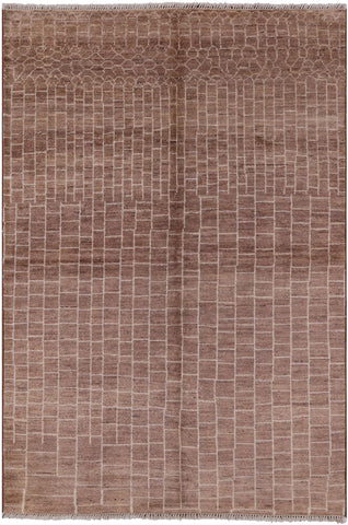 Brown Moroccan Handmade Rug - 6' 1