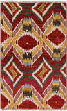 Ikat Hand Knotted Wool Area Rug - 4' X 6' 3" - Golden Nile