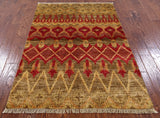 Ikat Hand Knotted Wool Area Rug - 4' 0" X 6' 1" - Golden Nile
