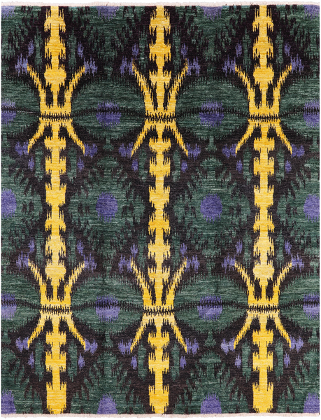 Ikat Handmade Wool Area Rug - 7' 10" X 10' 1" - Golden Nile