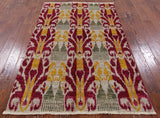 Ikat Hand Knotted Wool Area Rug - 4' 5" X 7' 0" - Golden Nile