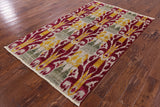 Ikat Hand Knotted Wool Area Rug - 4' 5" X 7' 0" - Golden Nile