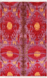 Ikat Hand Knotted Wool Area Rug - 4' 6" X 7' 2" - Golden Nile