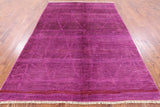 Pink Full Pile Overdyed Hand Knotted Wool Area Rug - 6' 3" X 8' 10" - Golden Nile