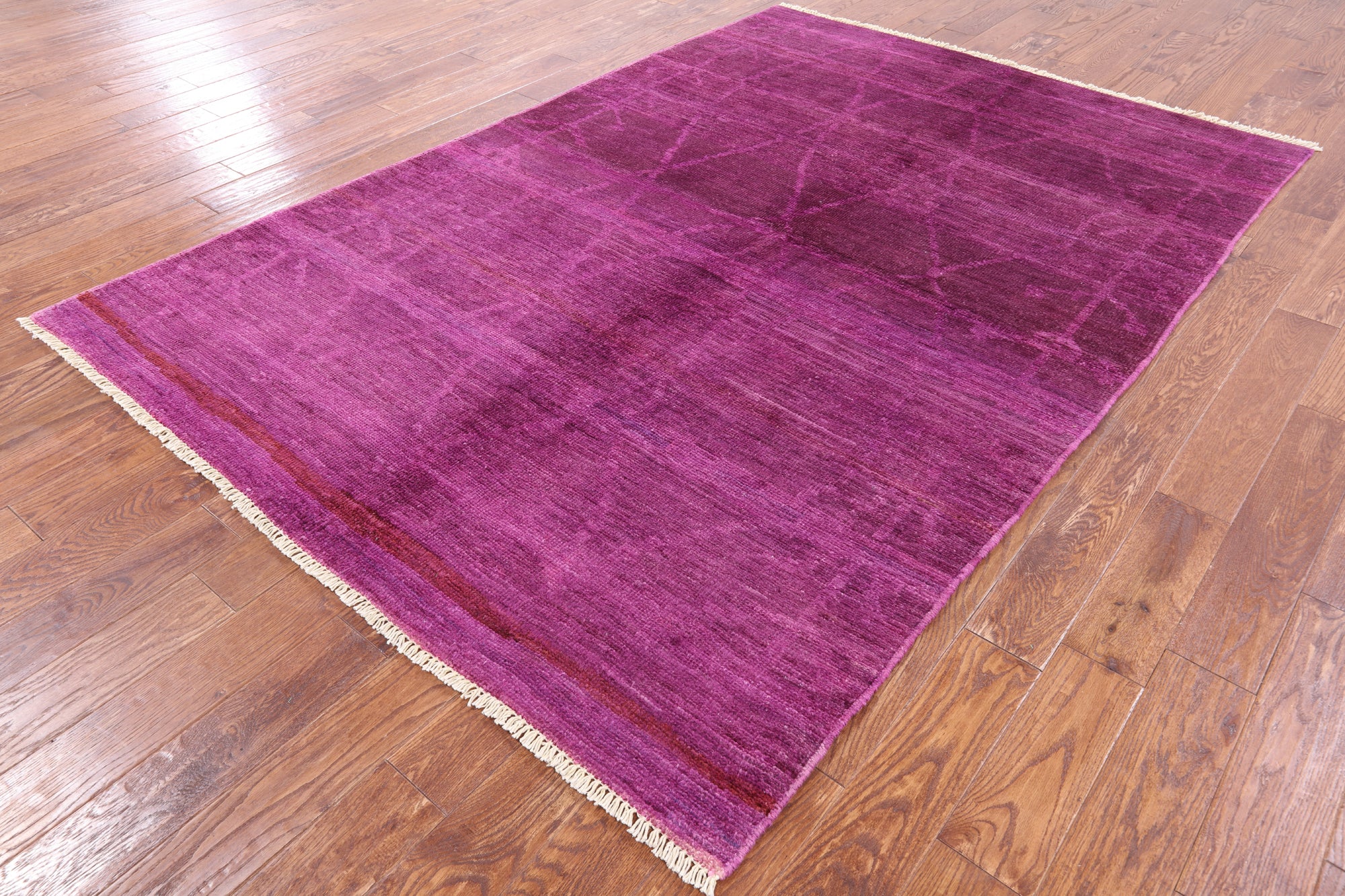 Pink Full Pile Overdyed Hand Knotted Wool Area Rug - 6' 3" X 8' 10" - Golden Nile