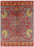 Grey Ikat Handmade Wool Area Rug - 6' 3" X 8' 8" - Golden Nile