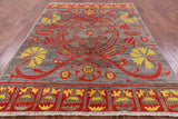 Grey Ikat Handmade Wool Area Rug - 6' 3" X 8' 8" - Golden Nile