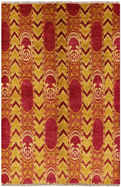 Ikat Handmade Area Rug - 5' 10" X 9' 1" - Golden Nile