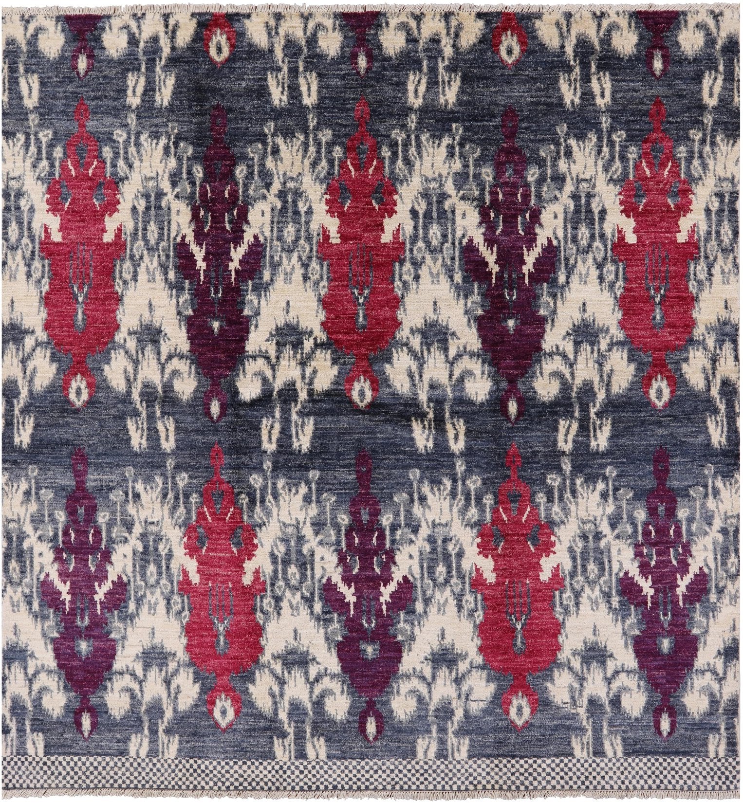 Square Ikat Handmade Wool Area Rug - 7' 10" X 8' 2" - Golden Nile