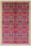 Ivory William Morris Handmade Wool Area Rug - 6' 1" X 8' 10" - Golden Nile
