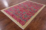 Ivory William Morris Handmade Wool Area Rug - 6' 1" X 8' 10" - Golden Nile