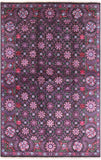 Black William Morris Hand Knotted Wool Area Rug - 6' 2" X 9' 7" - Golden Nile