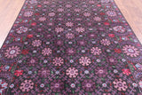 Black William Morris Hand Knotted Wool Area Rug - 6' 2" X 9' 7" - Golden Nile