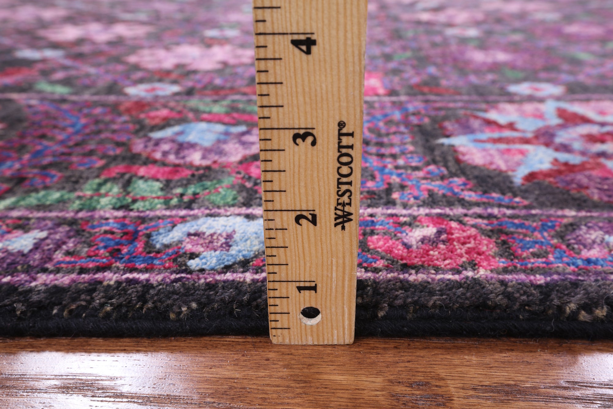 Black William Morris Hand Knotted Wool Area Rug - 6' 2" X 9' 7" - Golden Nile
