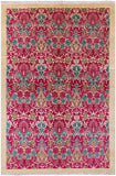 Ivory William Morris Hand Knotted Wool Area Rug - 6' 2" X 9' 1" - Golden Nile