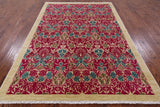 Ivory William Morris Hand Knotted Wool Area Rug - 6' 2" X 9' 1" - Golden Nile