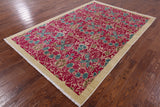 Ivory William Morris Hand Knotted Wool Area Rug - 6' 2" X 9' 1" - Golden Nile