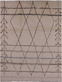 Ivory Tribal Moroccan Hand Knotted Rug - 8' 0" X 10' 5" - Golden Nile