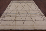 Ivory Tribal Moroccan Hand Knotted Rug - 8' 0" X 10' 5" - Golden Nile