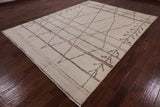 Ivory Tribal Moroccan Hand Knotted Rug - 8' 0" X 10' 5" - Golden Nile