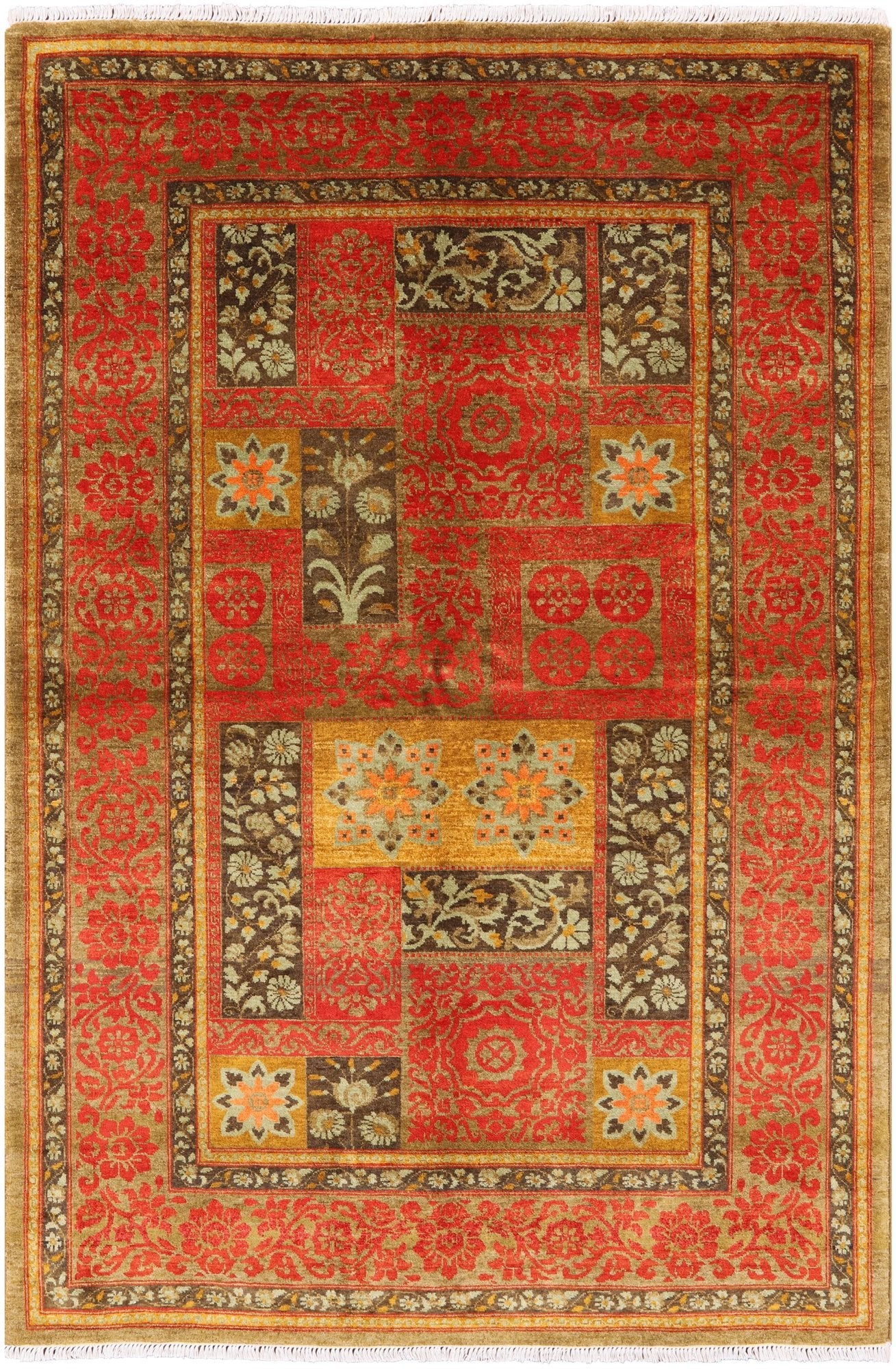 William Morris Hand Knotted Wool Area Rug - 5' 2" X 7' 8" - Golden Nile
