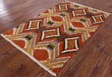 Ikat Hand Knotted Wool Area Rug - 4' 1" X 6' 4" - Golden Nile