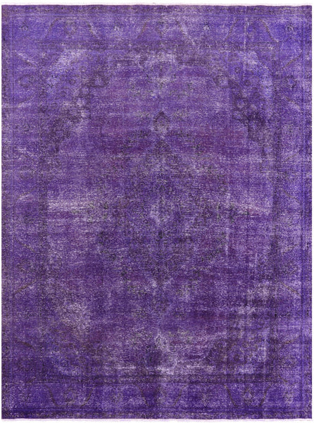 Purple Persian Overdyed Hand Knotted Wool Rug - 9' 7" X 12' 9" - Golden Nile