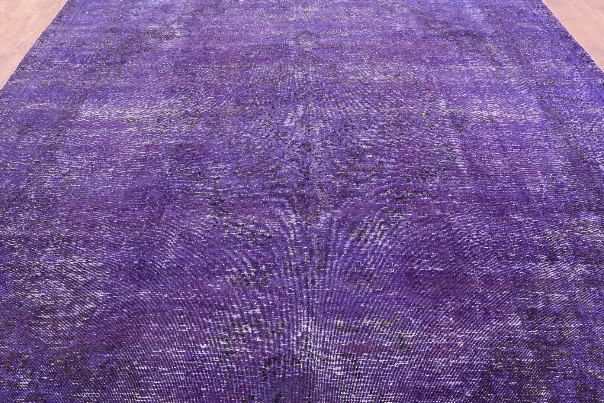 Purple Persian Overdyed Hand Knotted Wool Rug - 9' 7" X 12' 9" - Golden Nile