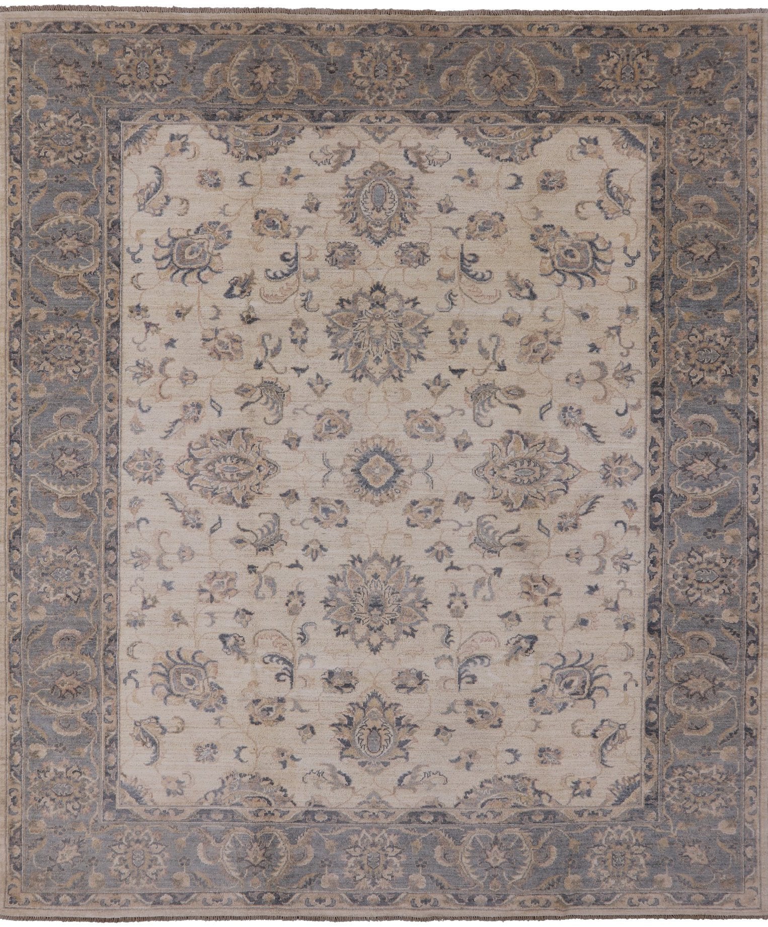 Ivory Peshawar Handmade Wool Rug - 8' 4" X 9' 10" - Golden Nile