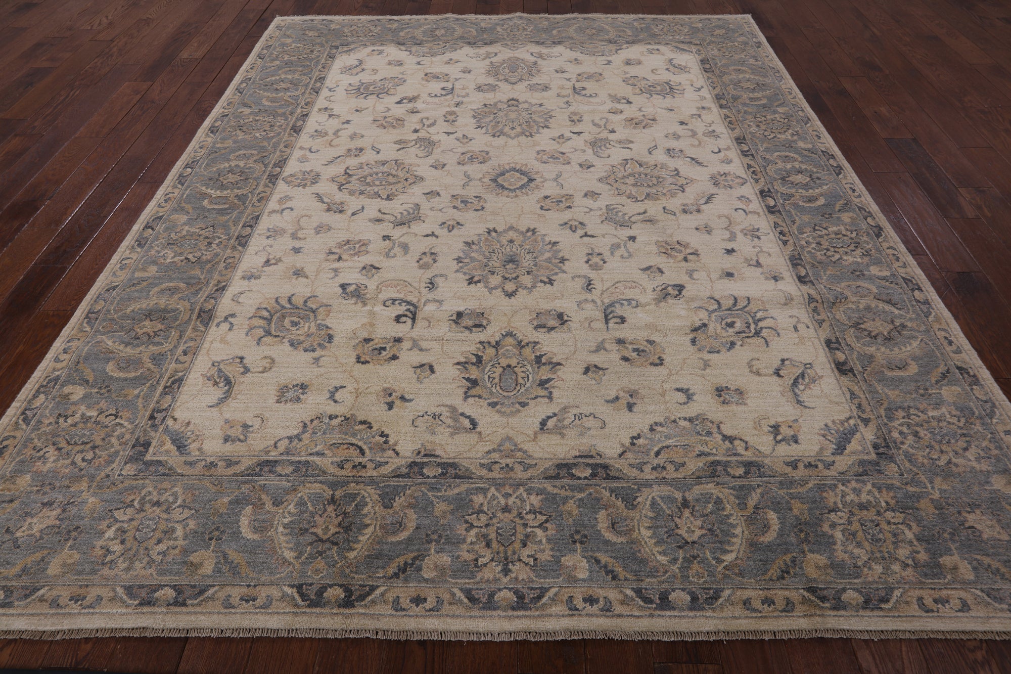 Ivory Peshawar Handmade Wool Rug - 8' 4" X 9' 10" - Golden Nile