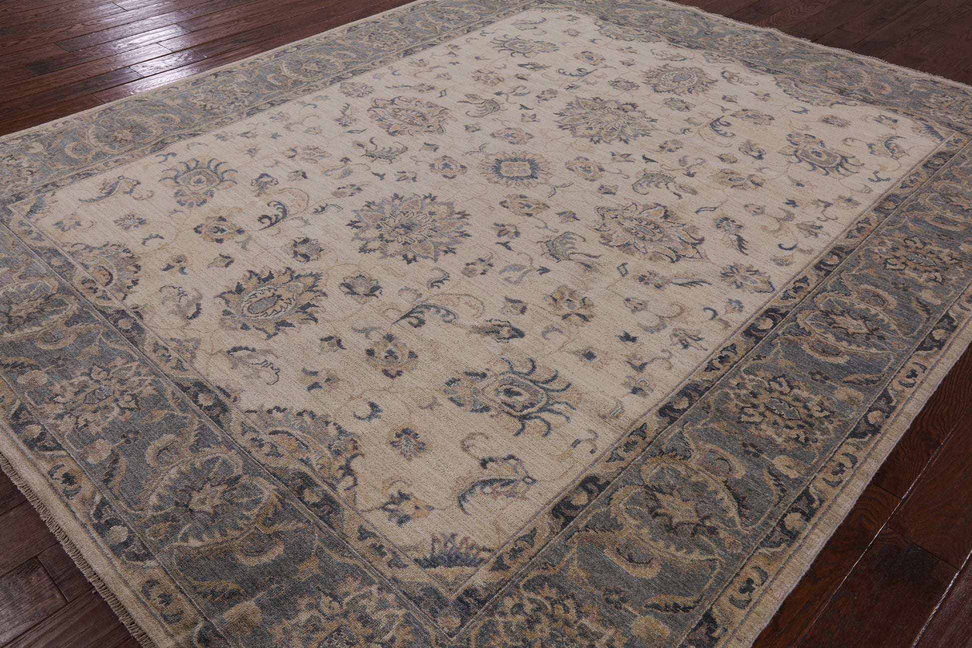 Ivory Peshawar Handmade Wool Rug - 8' 4" X 9' 10" - Golden Nile